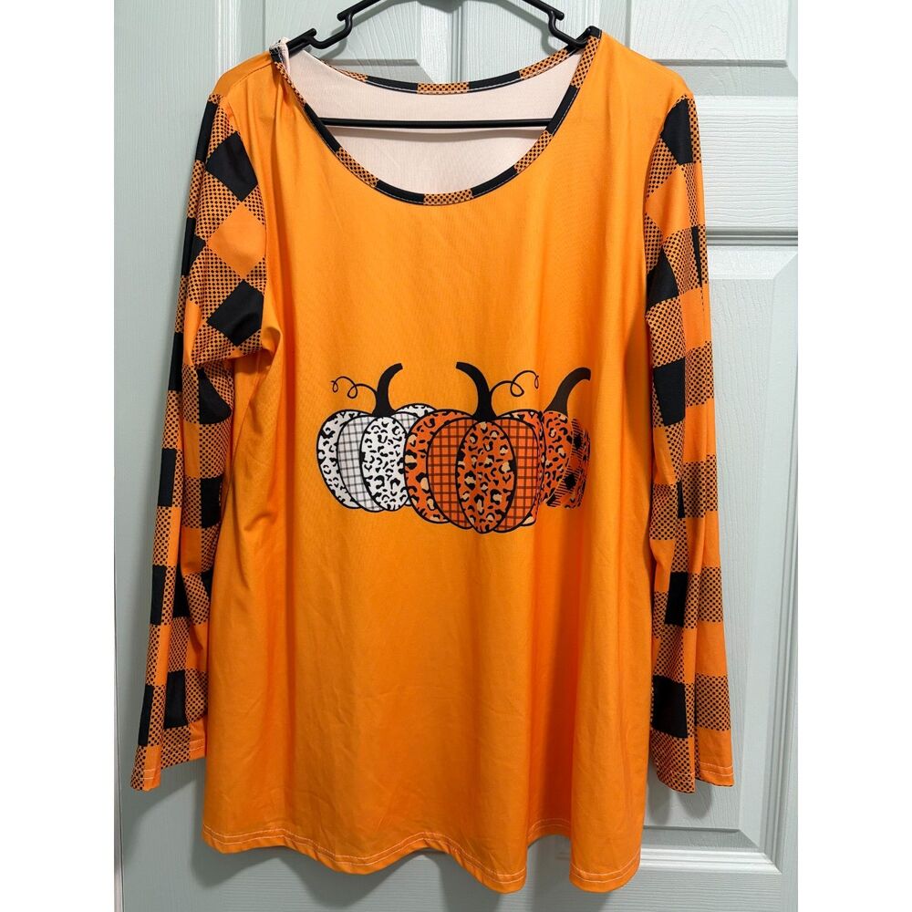Women's Fall Pumpkin Long Sleeve Shirt Size L